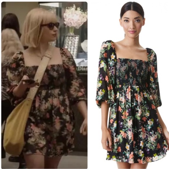 • Alice and Olivia • Women’s  Cooper Floral Mini Dress
Black / Orange / Green 8 - Picture 3 of 6